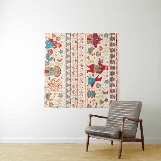 Tenture Fairy Forest Animaux : Arrière - plan beige (En situation (horizontale))