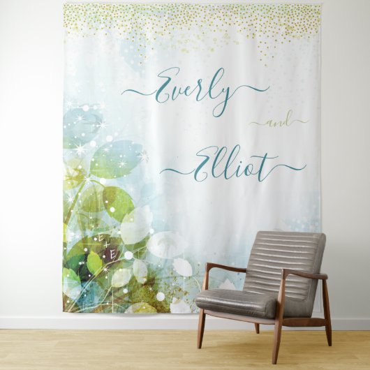 Tenture Fairy Lights Blue Green Tapestry Mariage (En situation)
