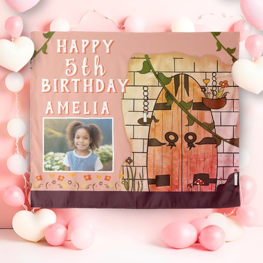 Tenture Fairy Tale Castle Door Flower Anniversaire Photo