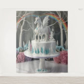 Tenture Fairy Unicorn Cake Wall Art Backdrop Banner (Devant)