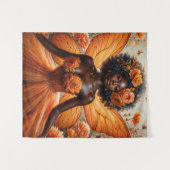 Tenture Fairy With Dark Skin In Orange Floral (Devant (Horizontal))