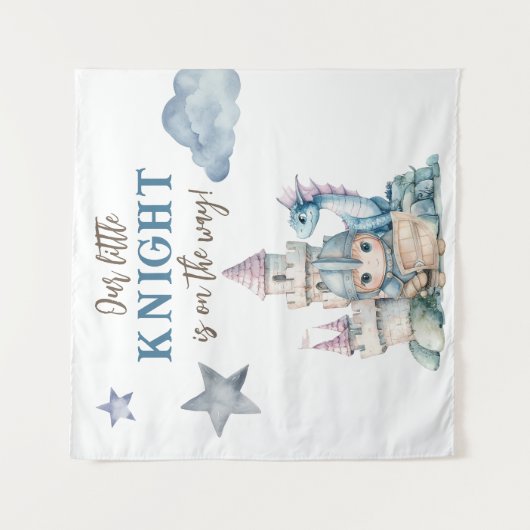 Tenture Fairytale Dragon Bleu Baby shower Chevalier Contex (Devant)