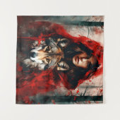 Tenture Fairytale Woman et un loup (Devant (Horizontal))