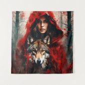 Tenture Fairytale Woman et un loup (Devant)