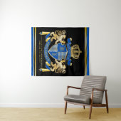 Tenture Faites votre propre armoirie de Lion d'or bleu (En situation (horizontale))