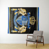 Tenture Faites votre propre armoiries Emblème d'aigle bleu (En situation (horizontale))