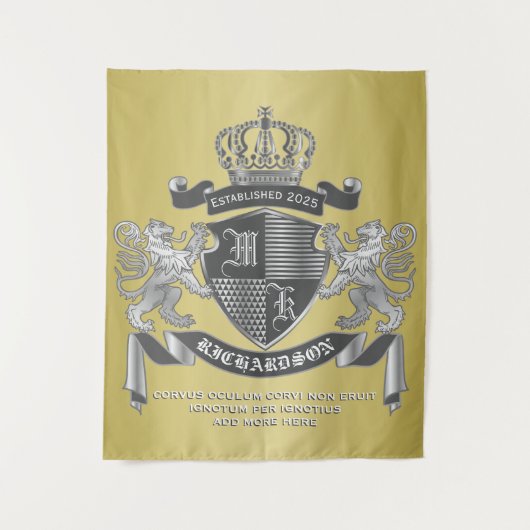 Tenture Faites votre propre blason d'armoiries d'or Lion g (Devant)