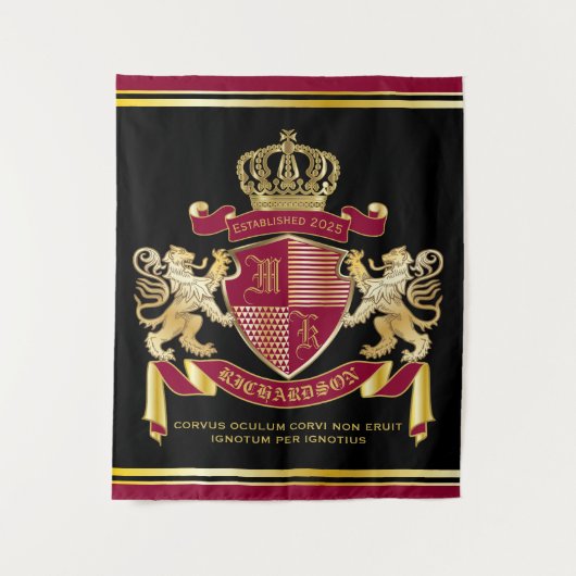 Tenture Faites votre propre blason d'armoiries d'or rouge (Devant)