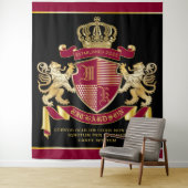 Tenture Faites votre propre blason d'armoiries d'or rouge (En situation)