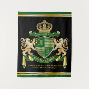 Tenture Faites votre propre blason Green Gold Lion Emblem