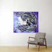 Tenture Fallen Angel bleu monochrome (En situation (horizontale))