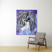 Tenture Fallen Angel bleu monochrome (En situation)