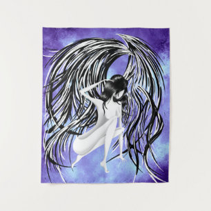 Tenture Fallen Angel bleu monochrome