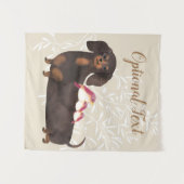 Tenture Famille Dachshund et Birds (Devant (Horizontal))