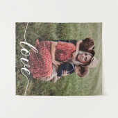 Tenture Family Love Script Photo personnalisée (Devant (Horizontal))