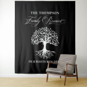 Tenture Family reunion tree backdrop banner black (En situation)