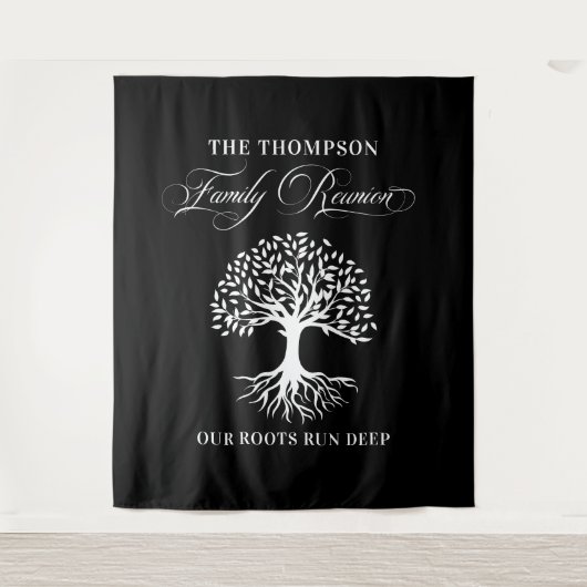 Tenture Family reunion tree backdrop banner black (Devant)