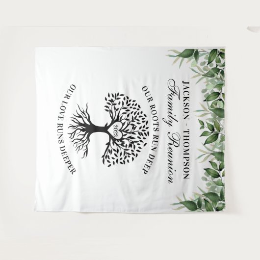 Tenture Family reunion tree greenery backdrop banner (Devant (Horizontal))