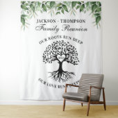 Tenture Family reunion tree greenery backdrop banner (En situation)