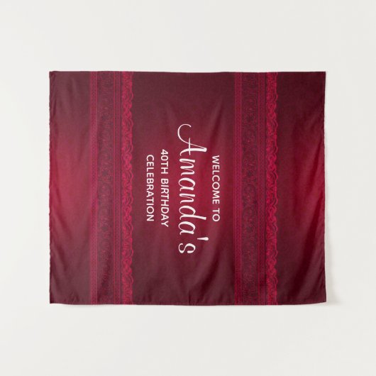 Tenture Fancy & Elegant Fond Rouge Anniversaire Élégant (Devant (Horizontal))