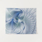 Tenture Fantaisie dynamique Abstrait Tons bleus Art fracta (Devant (Horizontal))