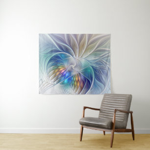 Tenture Fantaisie florale, fleur fractale abstraite coloré