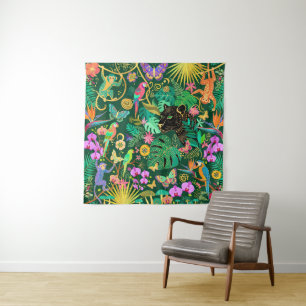 Tenture Fantasie surréaliste dorée de la jungle Exotique