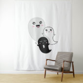 Tenture fantômes mignons halloween kawaii (En situation)