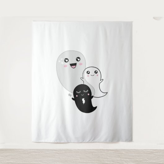 Tenture fantômes mignons halloween kawaii (Devant)