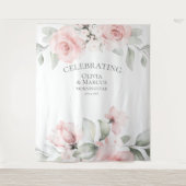 Tenture Fard Roseaux Aquarelle Roses Accessoire de Mariage (Devant)