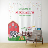 Tenture Farm animals birthday photobooth backdrop banner (En situation)
