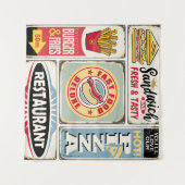 Tenture Fast food restaurants and diners retro signs colle (Devant (Horizontal))