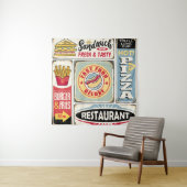 Tenture Fast food restaurants and diners retro signs colle (En situation)