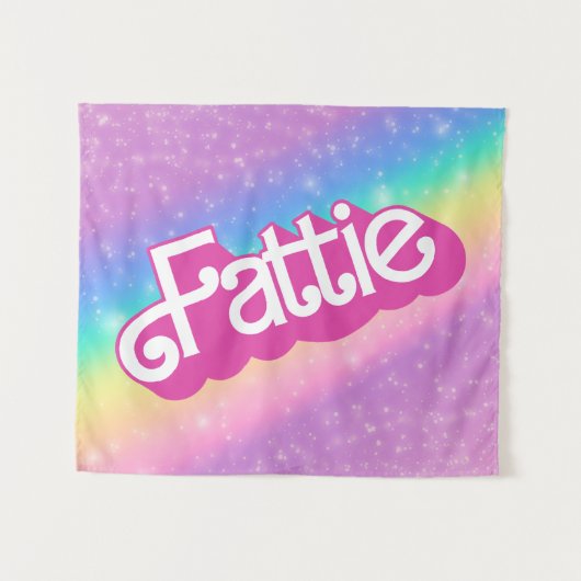 Tenture Fattie Plus Size Rainbow Retro 90's Nostalgie rose (Devant (Horizontal))