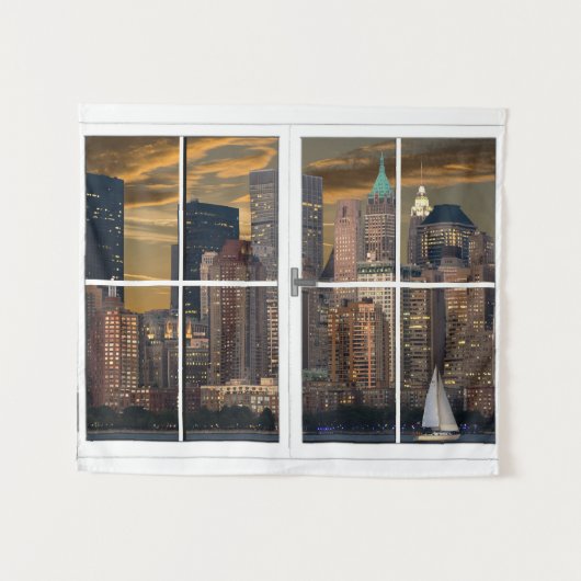 Tenture Fausse fenêtre Mur New York (Devant (Horizontal))