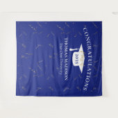 Tenture Faux Confetti de Remise de Diplôme Moderne Bleu/Bl (Devant (Horizontal))