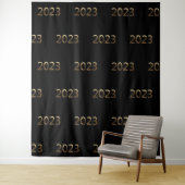 Tenture Faux Gold du Nouvel An 2023 Black Backdrop (En situation)