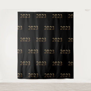 Tenture Faux Gold du Nouvel An 2023 Black Backdrop