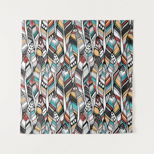 Tenture Feather seamless pattern (Devant)