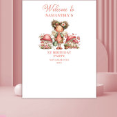 Tenture Fée Champignon 7ème Anniversaire Fond Rose