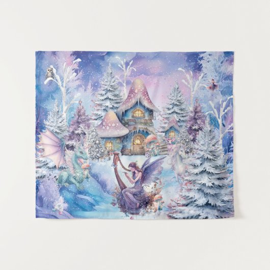 Tenture Fée de Noël magique et fantaisiste (Devant (Horizontal))