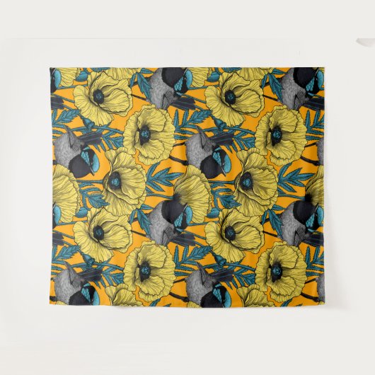 Tenture Fée et pavots en jaune (Devant (Horizontal))