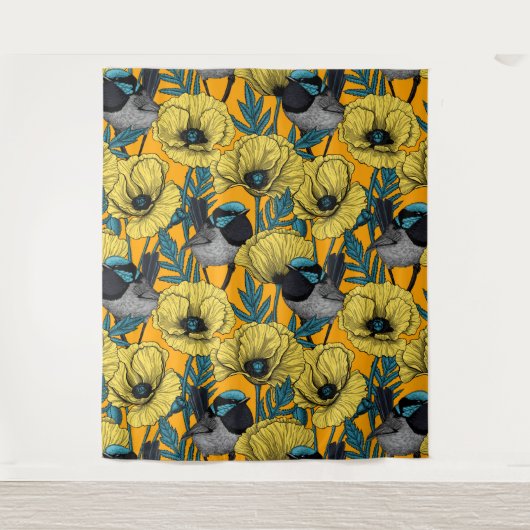 Tenture Fée et pavots en jaune (Devant)