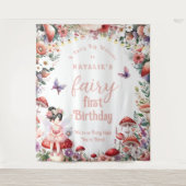 Tenture Fée mignonne Première fête d'anniversaire Accueil  (Devant)