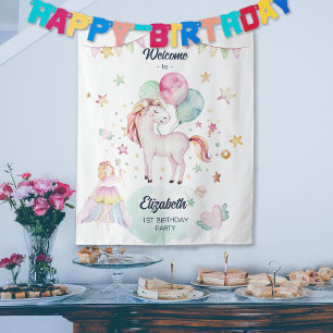 Tenture Fée Pastellicorne Ballon Fille Anniversaire Bienve