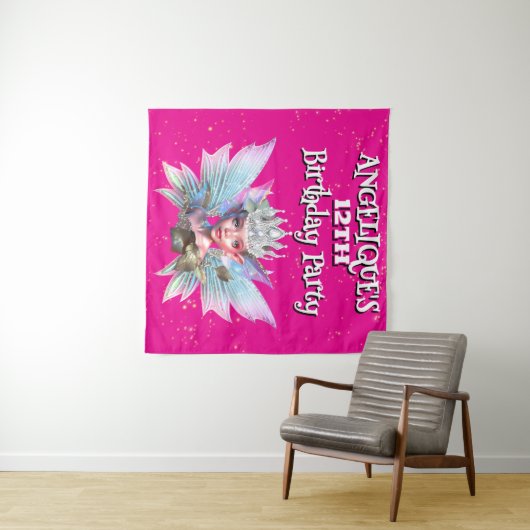 Tenture Fée princesse décorations roses filles anniversair (En situation (horizontale))