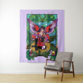 Tenture Fée violet rouge champignons gothique (En situation)