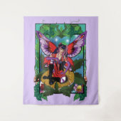 Tenture Fée violet rouge champignons gothique (Devant)