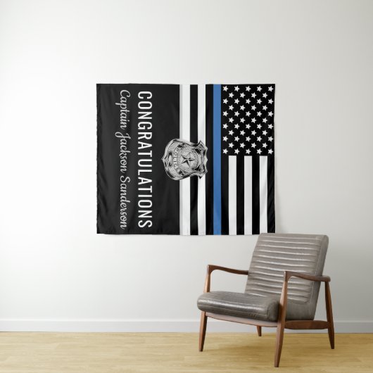 Tenture Félicitations à la retraite du drapeau bleu de la  (En situation (horizontale))