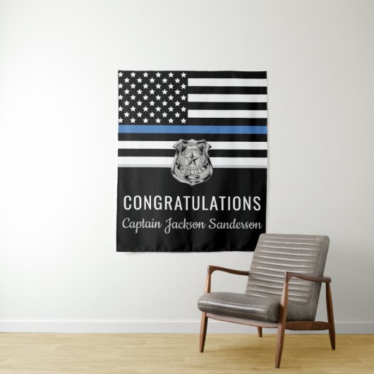 Tenture Félicitations à la retraite du drapeau bleu de la  (En situation)